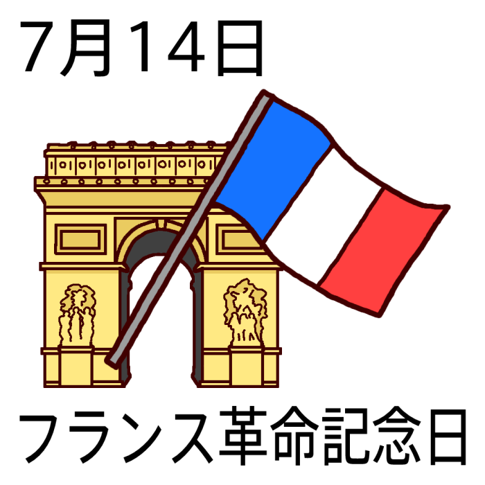 フランス革命記念日 カラー 7月14日のイラスト 今日は何の日 記念日イラスト素材